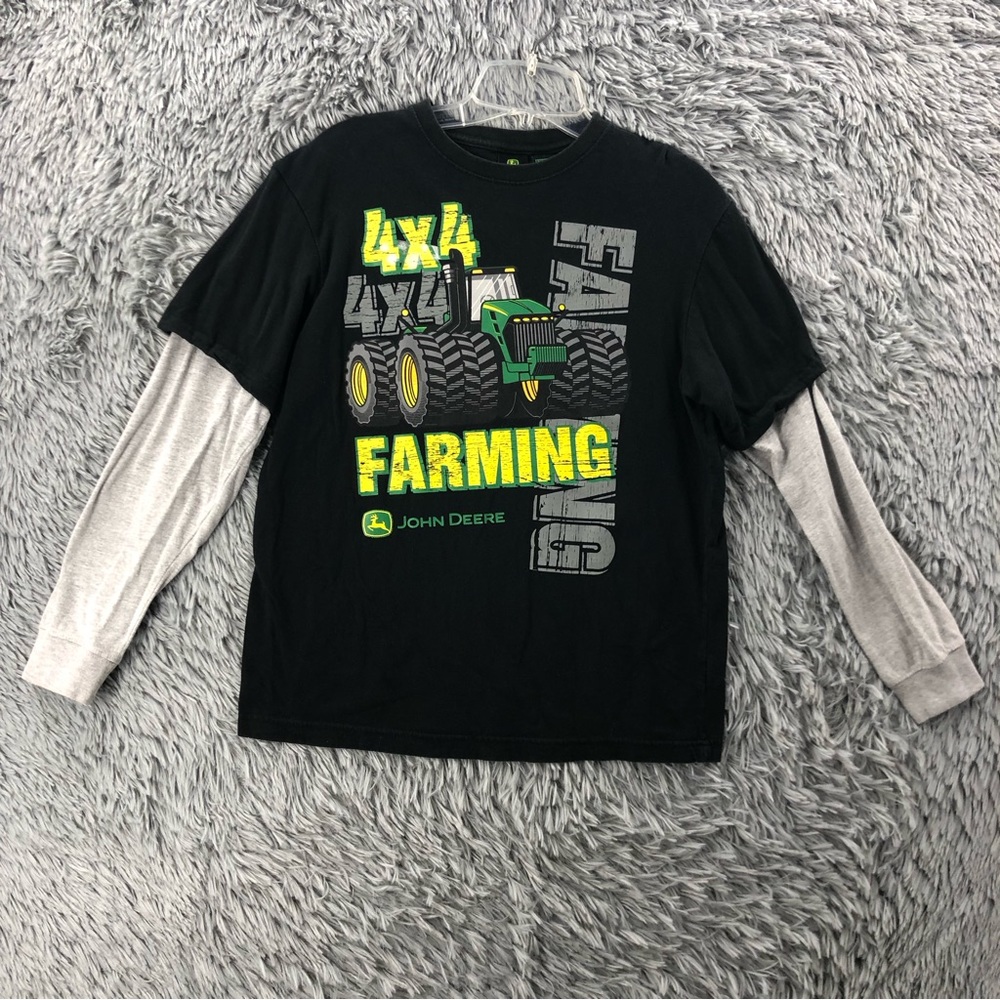 John Deere Shirt Boys Large Size 16 John Deere Tractor Farming Long Sleeve